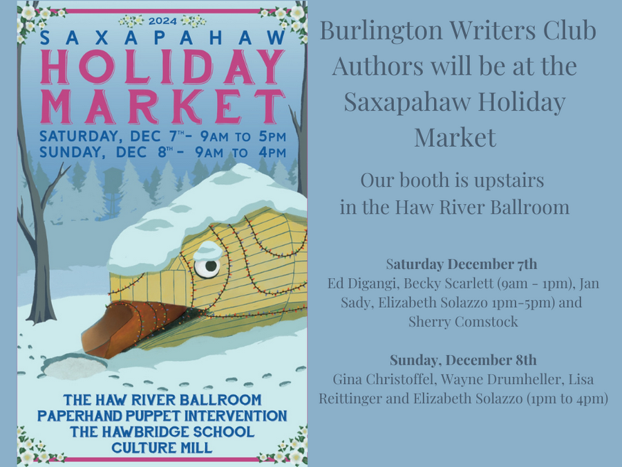 Burlington Writers Club authors will be at the Saxapahaw Holiday Market